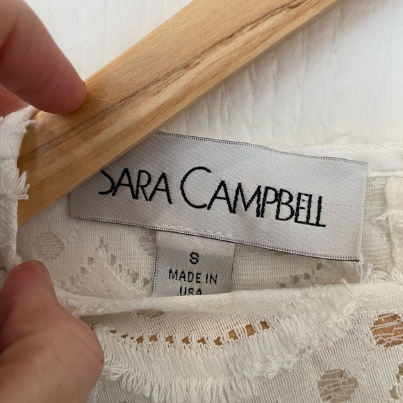 Sara Campbell Womens White Lacey Sheer Top Blouse Size Small Casual Preppy - Picture 6 of 8